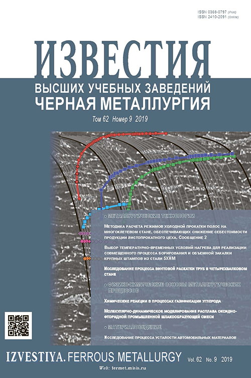 Известия вузов: Черная металлургия, номер 9 за 2019 год